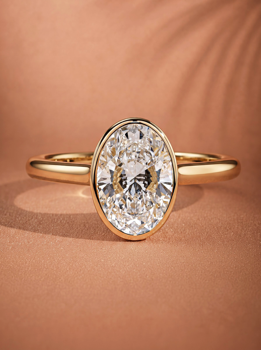 2.0CT to 3.0CT Oval Lab Grown Diamond Bezel Engagement Ring