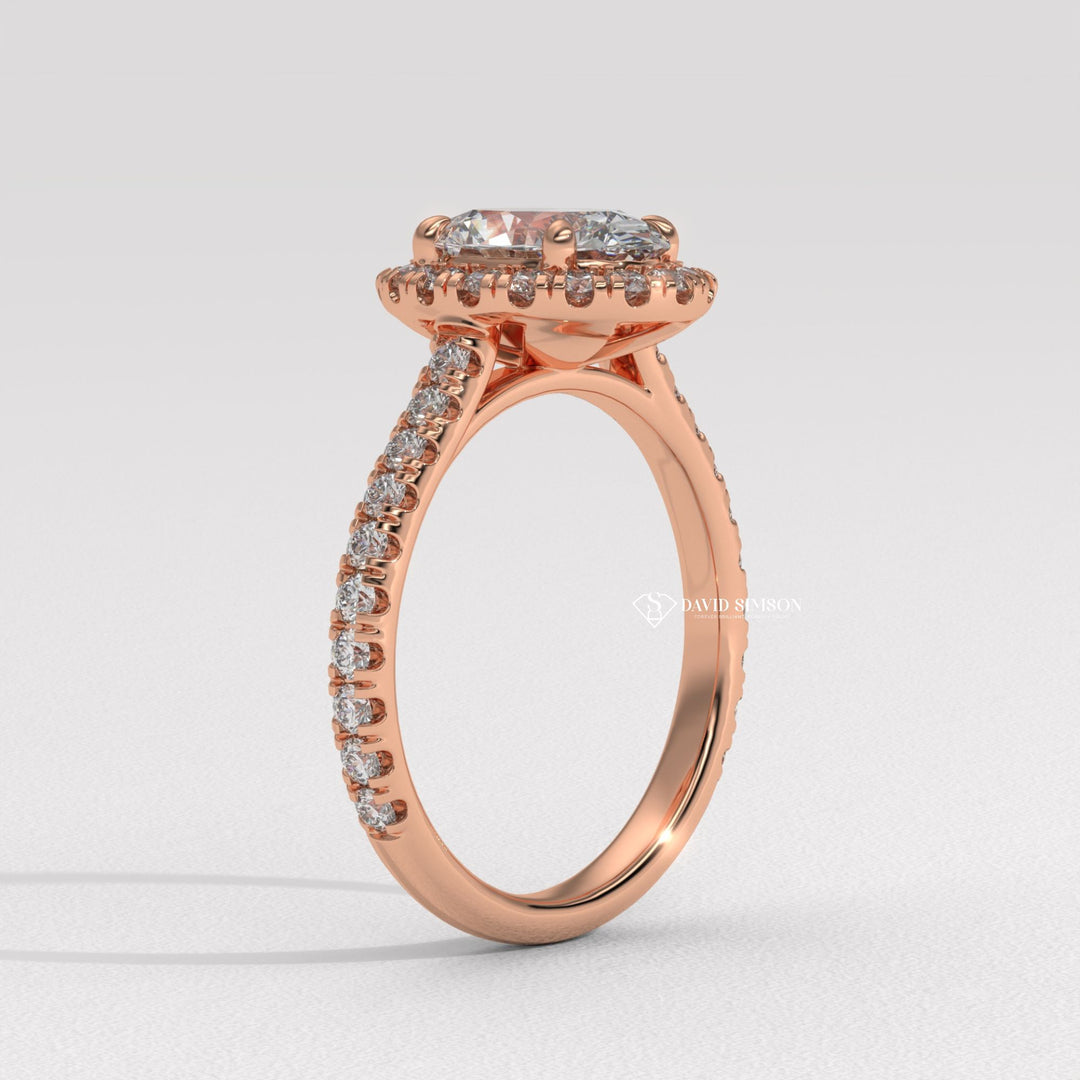 1.50CT-2.50CT Oval Cut Moissanite Halo Diamond Pave Engagement Ring