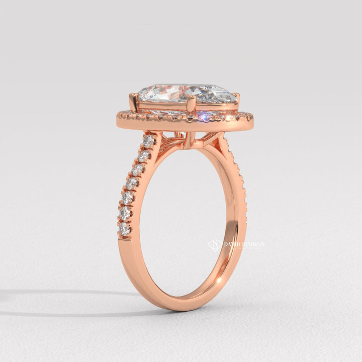 2.0CT-3.0CT Oval Halo Moissanite Diamond Engagement Ring