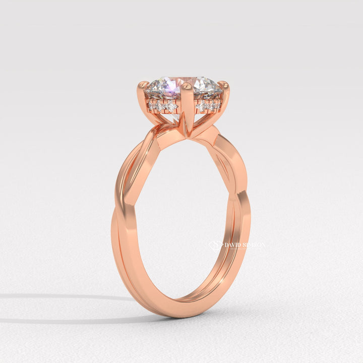 2.50CT-3.50CT Round Moissanite Diamond Twisted Engagement Ring