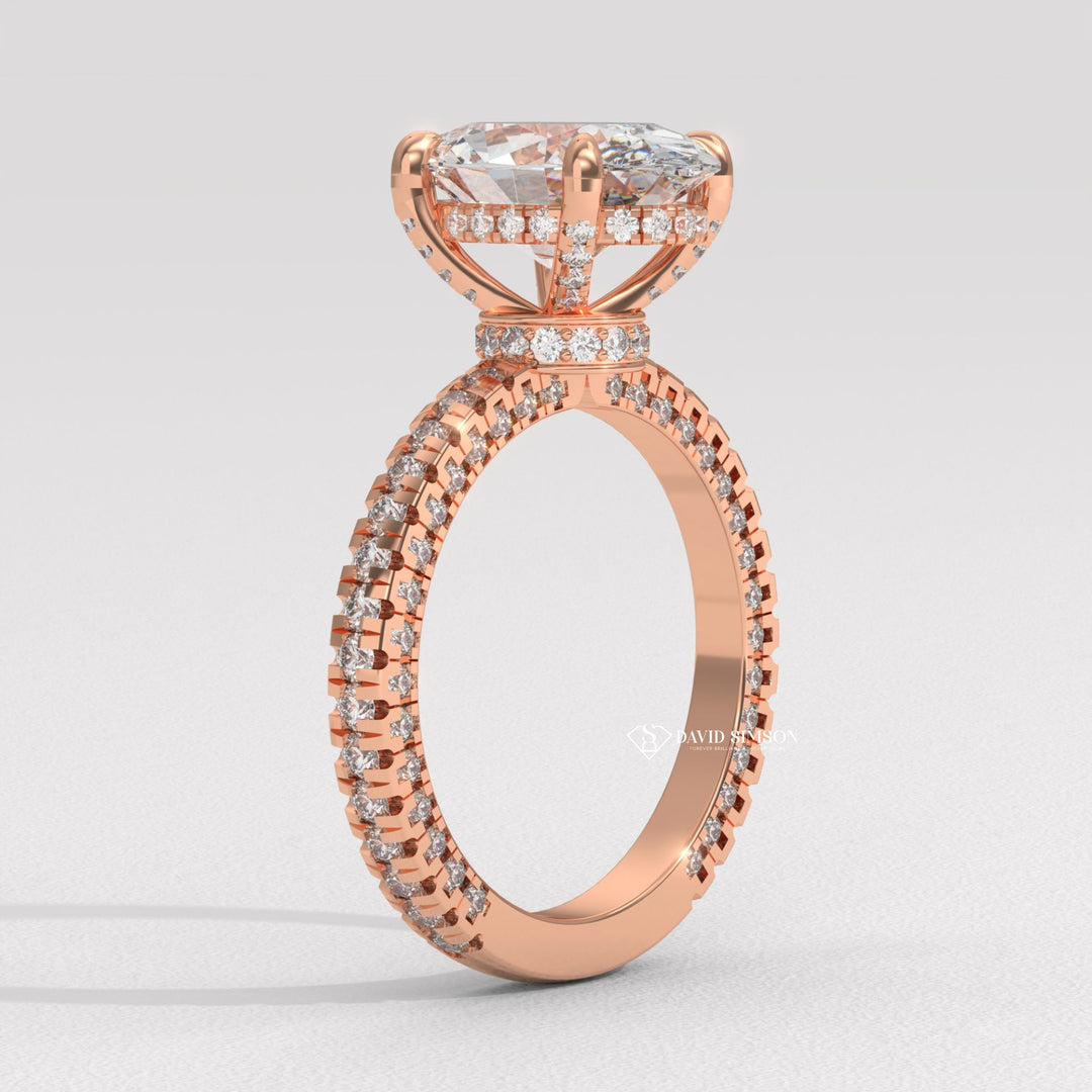 3.0CT-4.0CT Oval Moissanite Diamond Micro Pave Engagement Ring