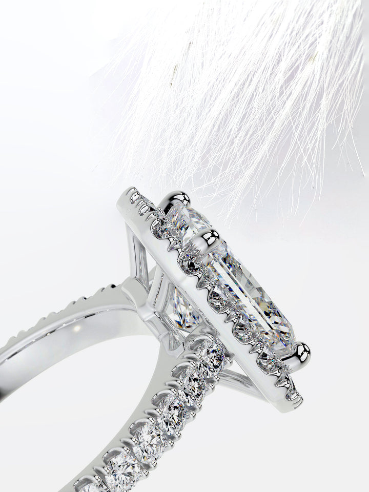 4.3TCW Radiant Cut Moissanite Halo Diamond Engagement Ring