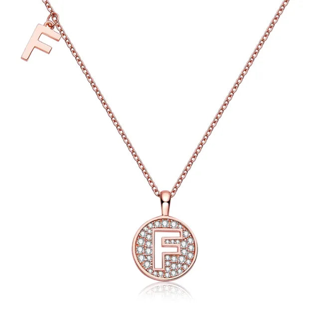 " F " Letter Moissanite Diamond Necklace for Women