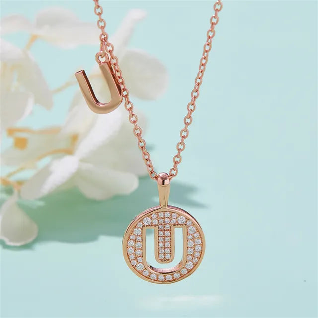 " U " Letter Moissanite Diamond Necklace for Women
