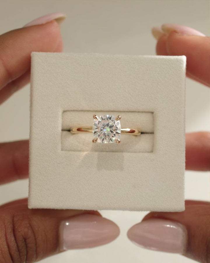 2.50 CT Cushion Cut Moissanite Hidden Halo Engagement Ring