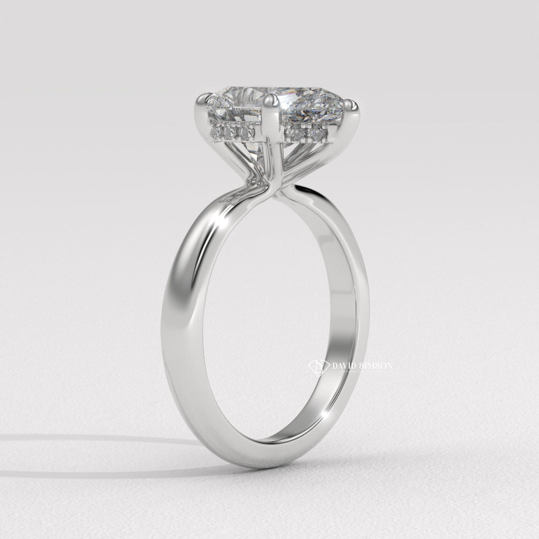 2.50CT-3.50CT Pear Moissanite Hidden Halo Diamond Engagement Ring