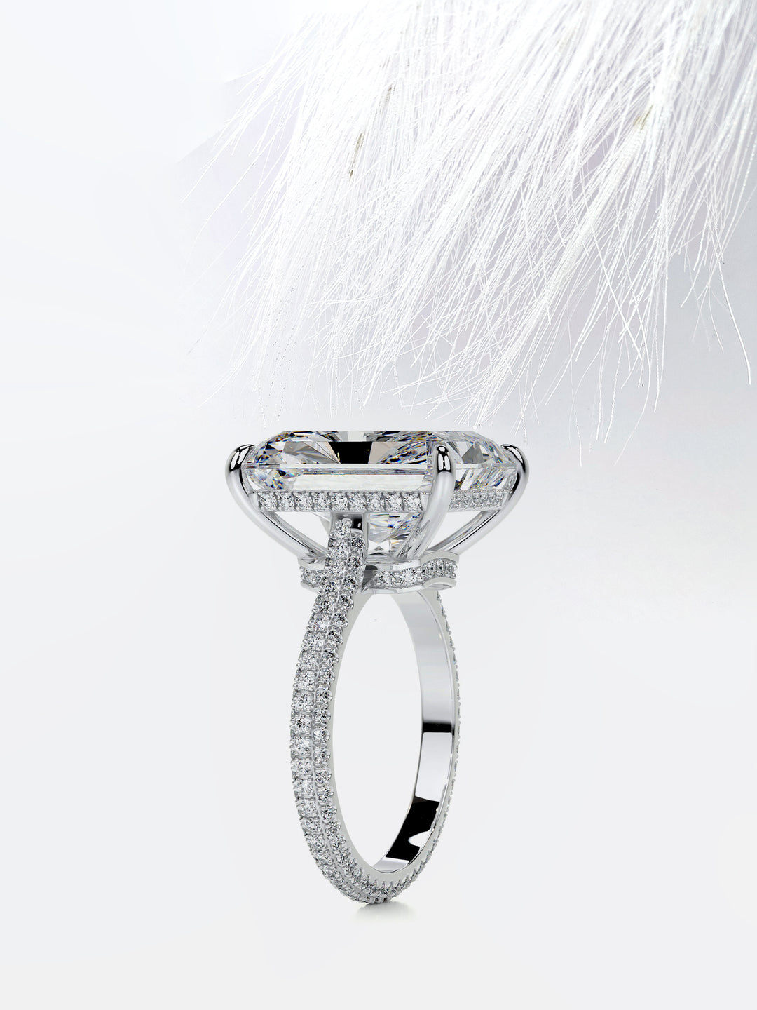 Radiant Cut Moissanite Micro Pave Diamond Engagement Ring