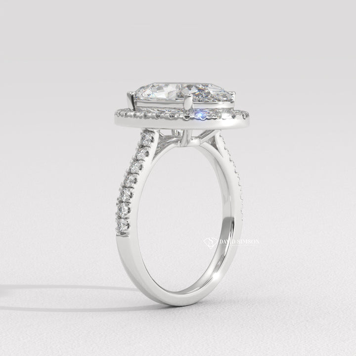 2.0CT-3.0CT Oval Halo Moissanite Diamond Engagement Ring