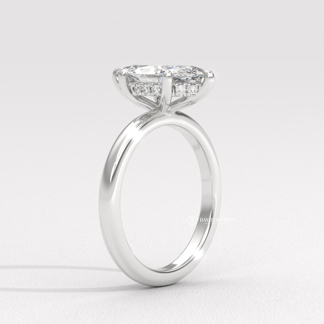 1.50CT-2.50CT Marquise Moissanite Hidden Halo Diomond Engagement Ring