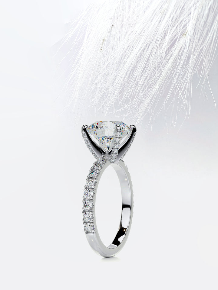 3.12CT Round Cut Moissanite Diamond Pave Engagement Ring