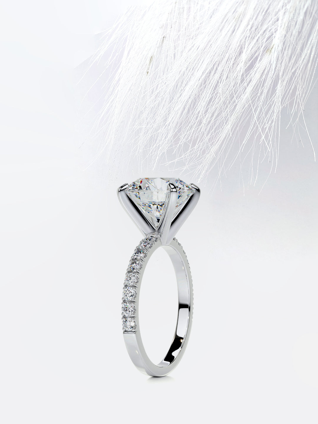 5.0CT Round Cut Moissanite Diamond Pave Engagement Ring