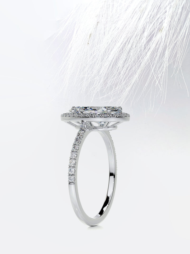 2.50CT Pear Cut Moissanite Diamond Halo Engagement Ring
