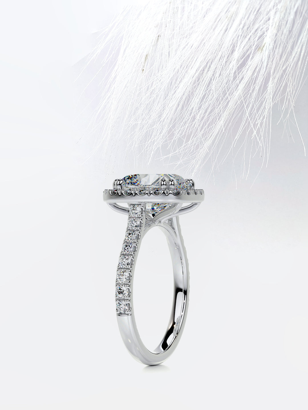 4.2CT Cushion Cut Moissanite Halo Diamond Engagement Ring