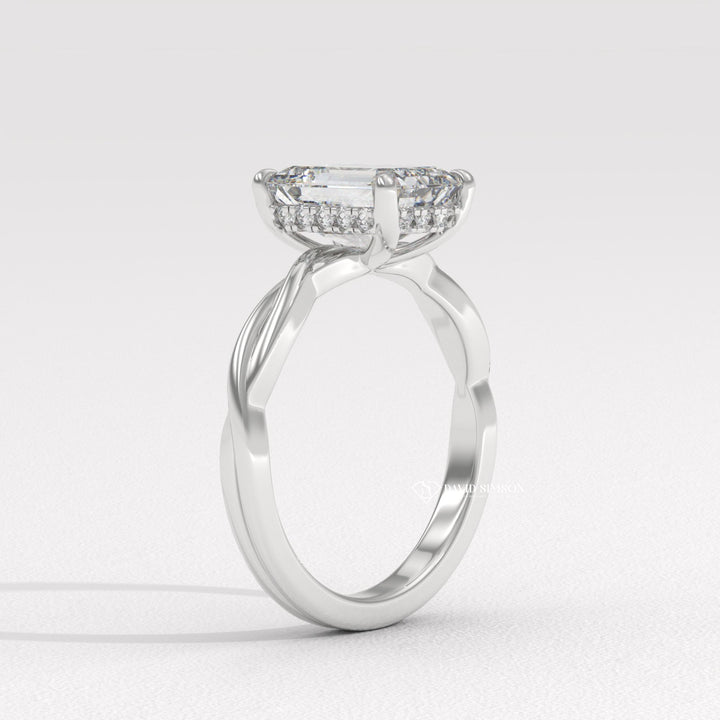 1.50CT-2.50CT Emerald Moissanite Diamond Infinity Solitaire Engagement Ring