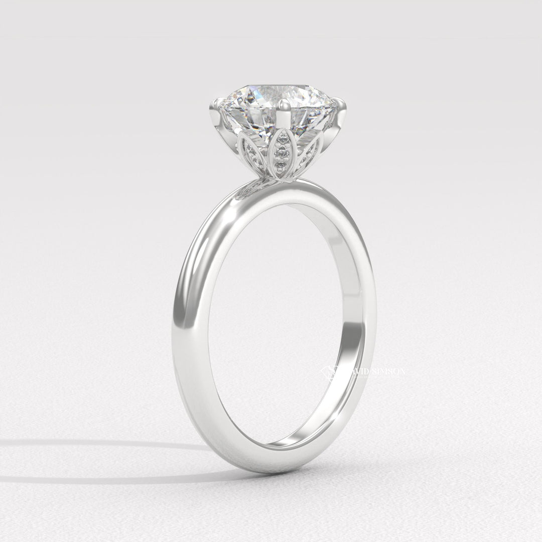 1.0CT-3.0CT Round Moissanite Diamond Tulip Set Engagement Ring