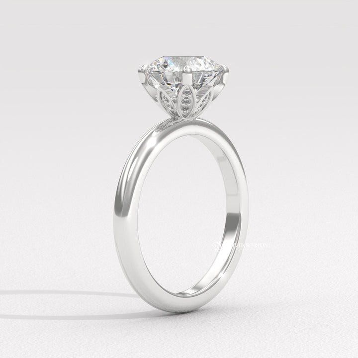 1.0CT-3.0CT Round Moissanite Diamond Tulip Set Engagement Ring