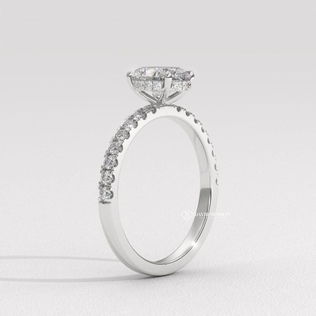 2.0CT-3.0CT Oval Moissanite Diamond Hidden Halo Engagement Ring