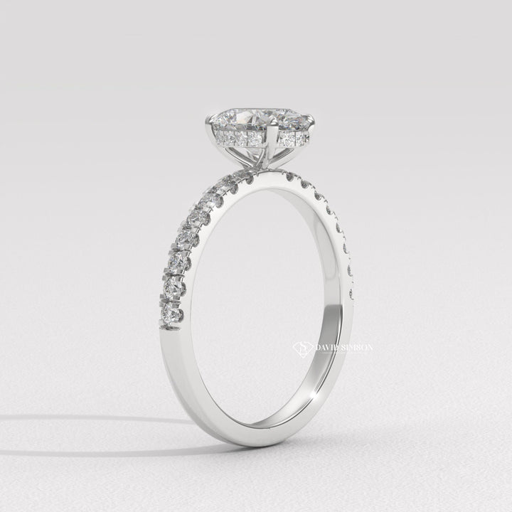 2.0CT-3.0CT Oval Moissanite Diamond Hidden Halo Engagement Ring