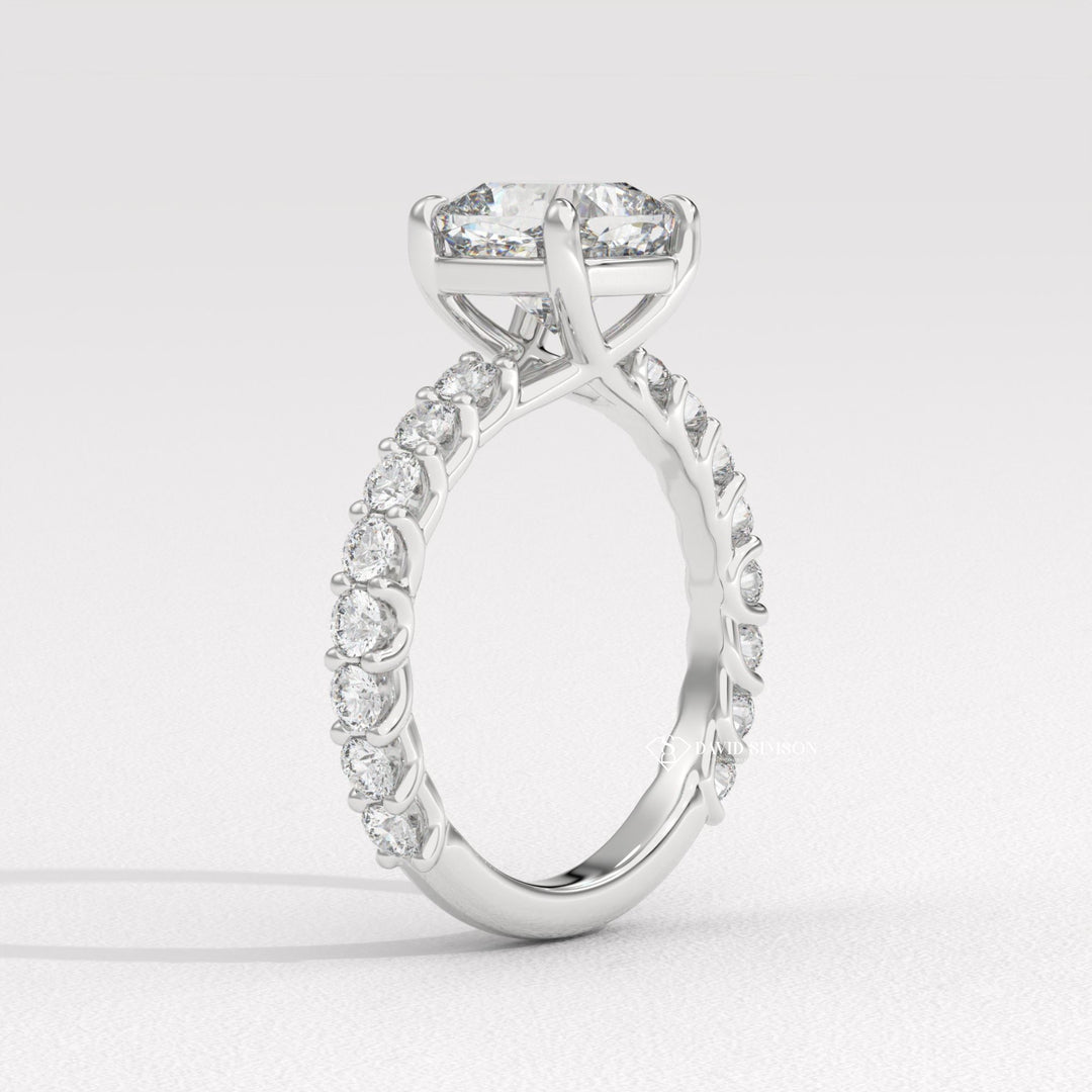 1.50CT-2.50CT Cushion Moissanite Diamond Pave Engagement Ring