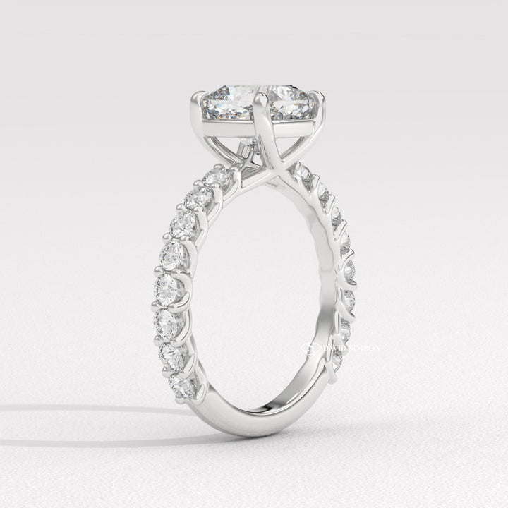 1.50CT-2.50CT Cushion Moissanite Diamond Pave Engagement Ring