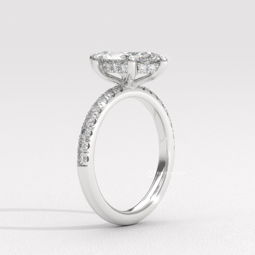 2.0CT-3.0CT Marquise Hidden Halo Moissanite Diamond Engagement Ring