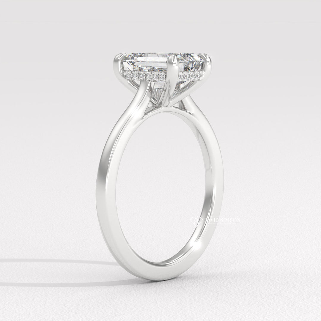 2.0CT-3.0CT Emerald Moissanite Diamond Hidden Halo Engagement Ring