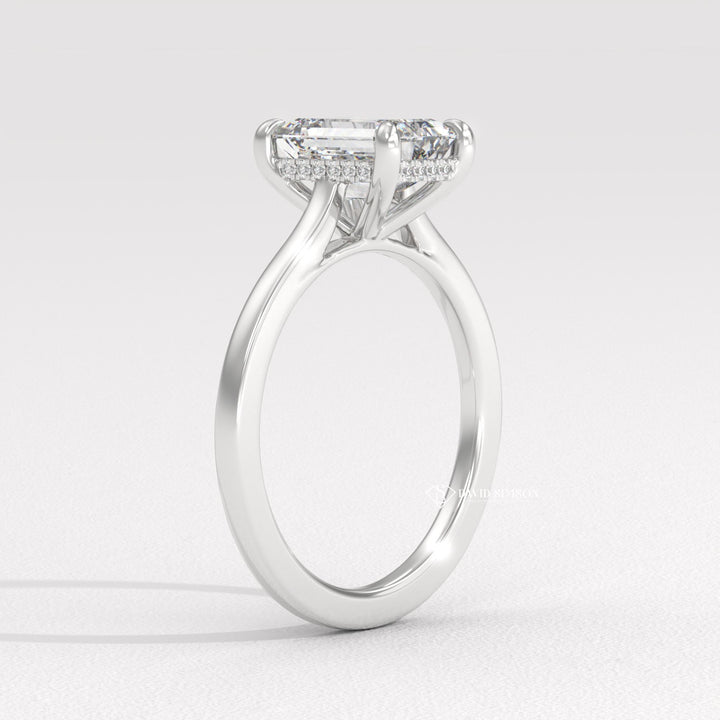 2.0CT-3.0CT Emerald Moissanite Diamond Hidden Halo Engagement Ring