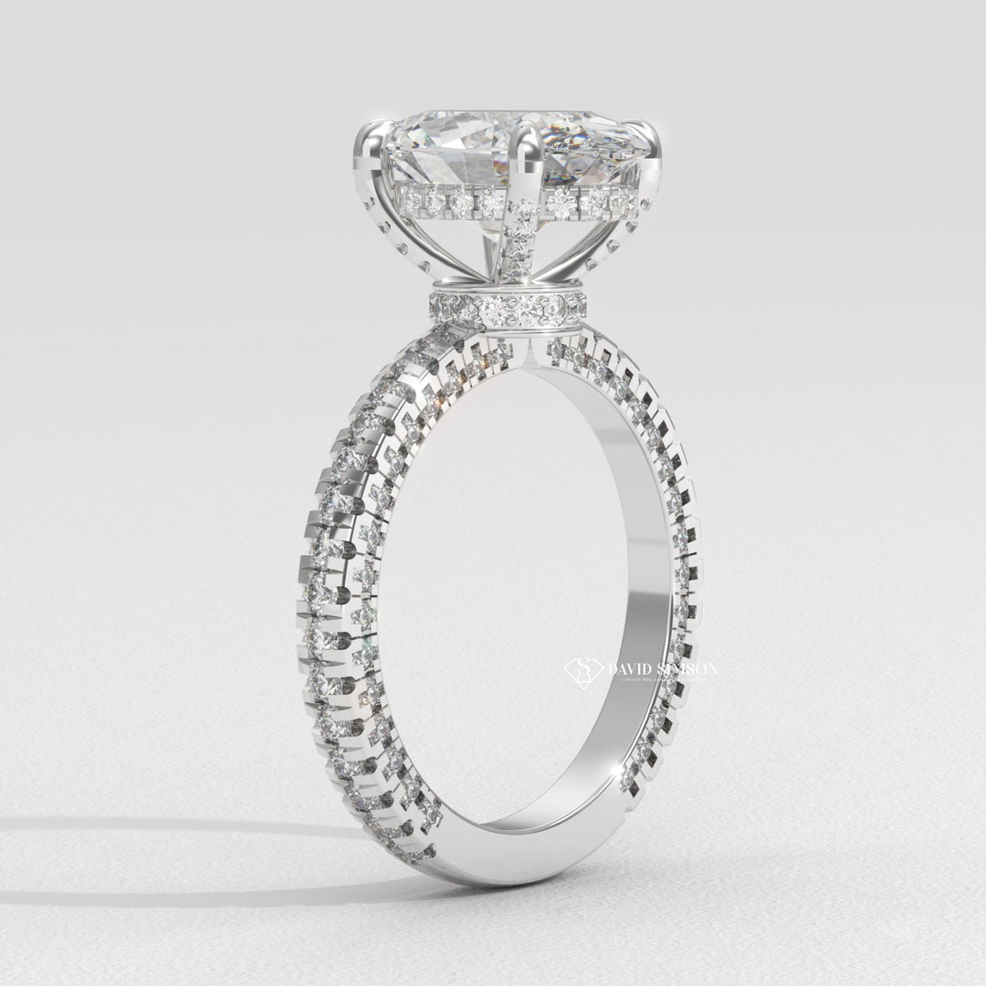 3.0CT-4.0CT Oval Moissanite Diamond Micro Pave Engagement Ring