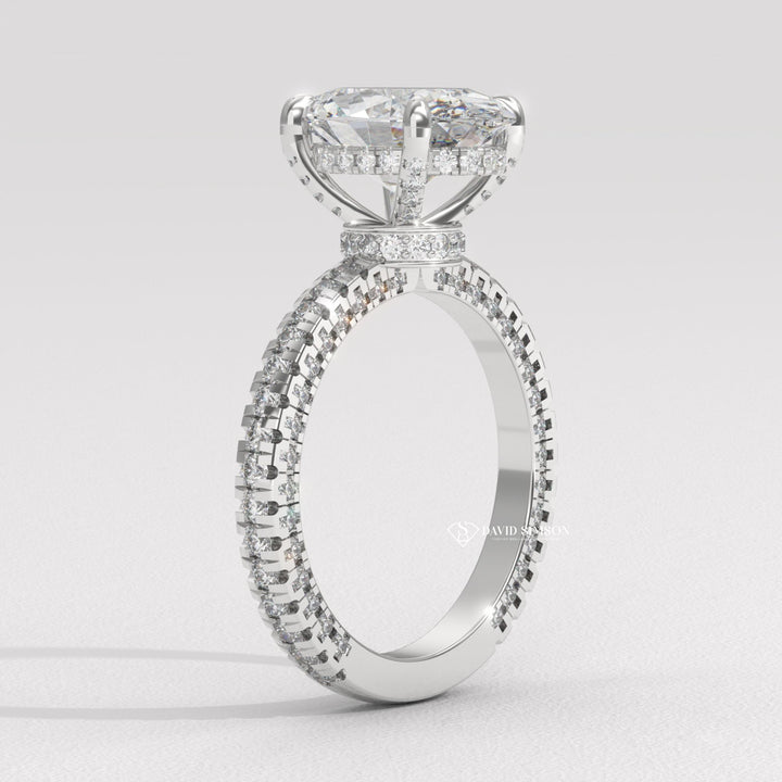 3.0CT-4.0CT Oval Moissanite Diamond Micro Pave Engagement Ring