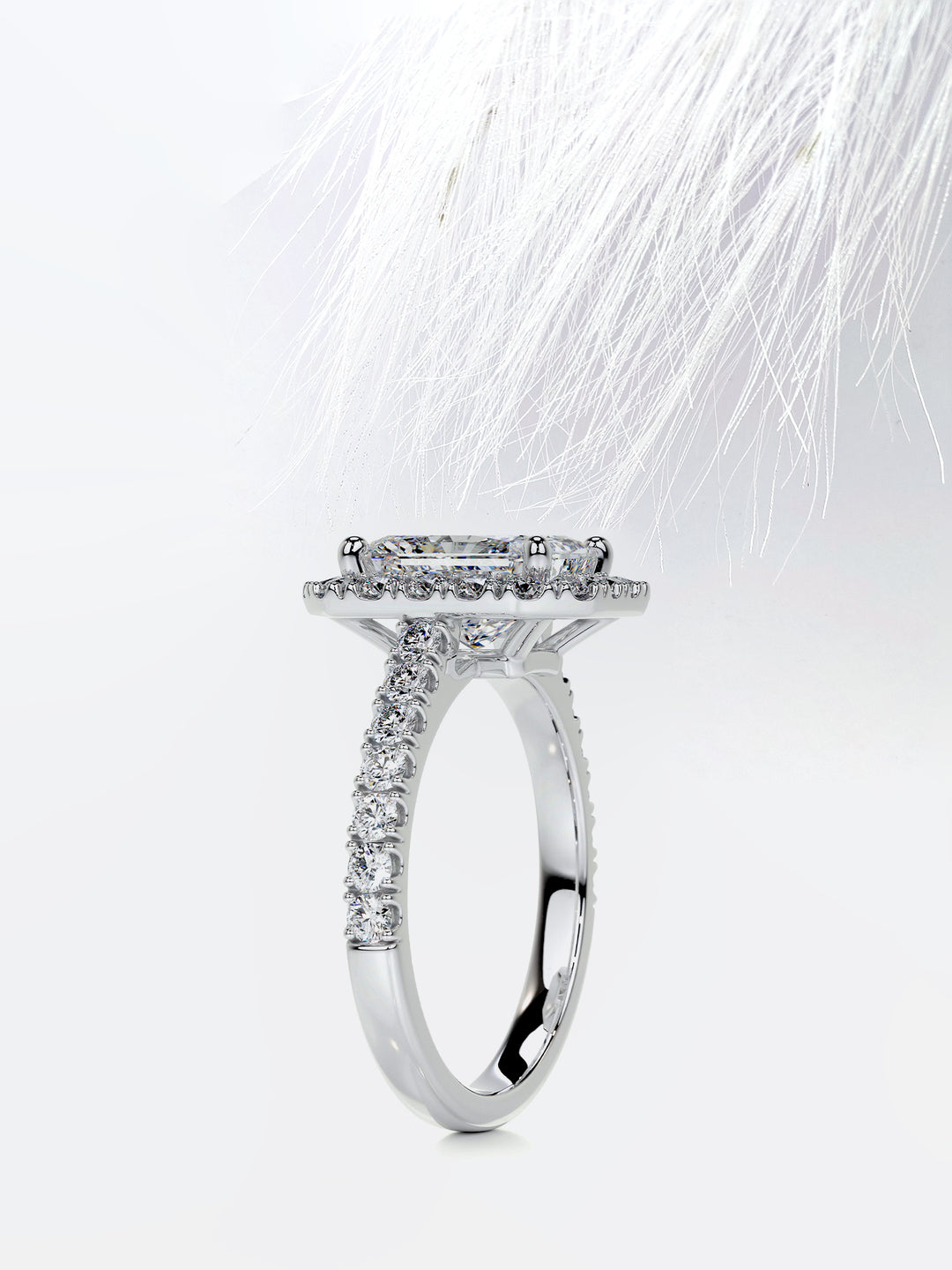 4.3TCW Radiant Cut Moissanite Halo Diamond Engagement Ring