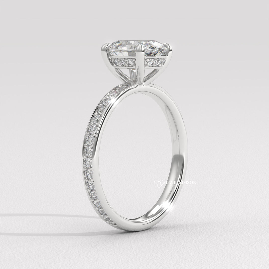 2.50CT-3.50CT Oval Moissanite Diamond Channel Set Pave Engagement Ring