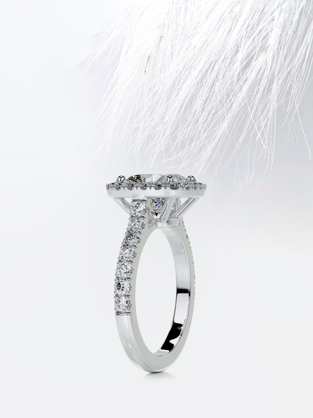 2.50CT Cushion Cut Moissanite Halo Diamond Engagement Ring