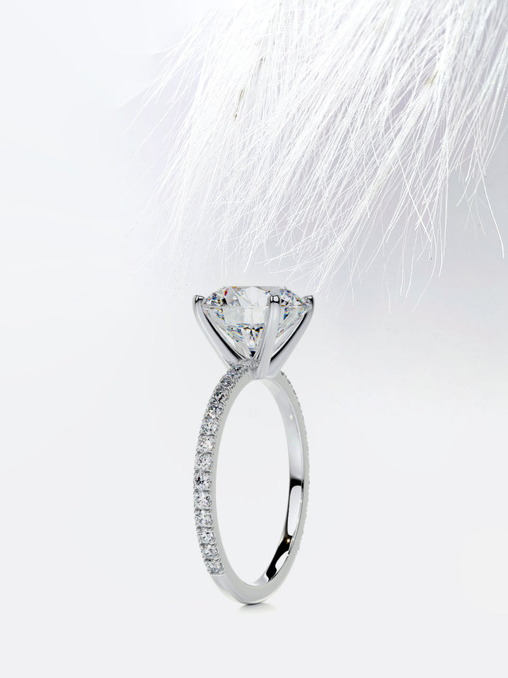 3.12CT Round Cut Pave Moissanite Diamond Engagement Ring