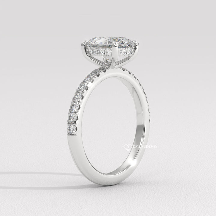 3.0CT-4.0CT Oval Moissanite Hidden Halo Diamond Engagement Ring