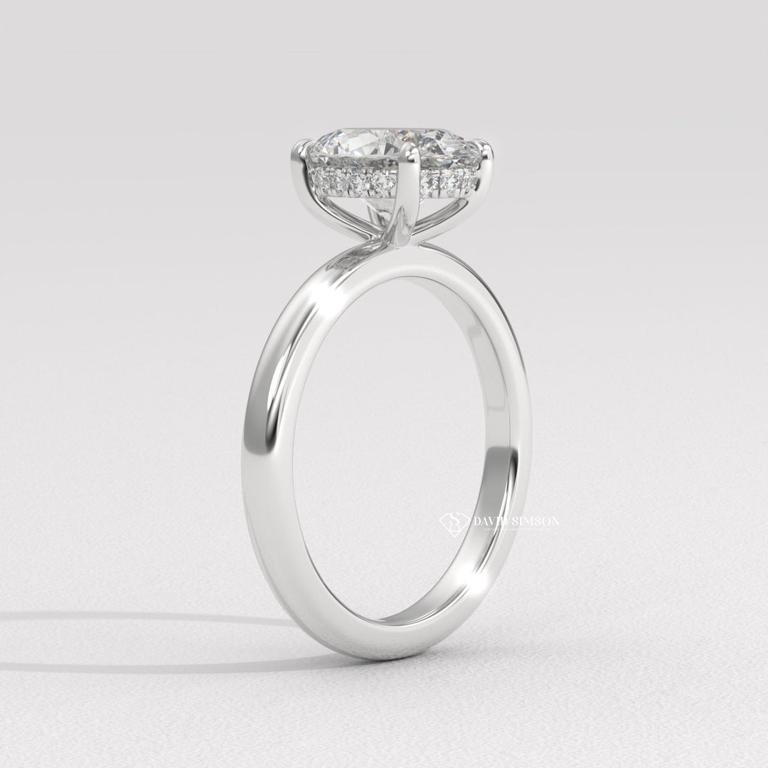 2.0CT-3.0CT Oval Moissanite Diomond Hidden Halo Solitaire Engagement Ring