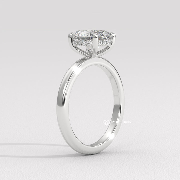 2.0CT-3.0CT Oval Moissanite Diomond Hidden Halo Solitaire Engagement Ring