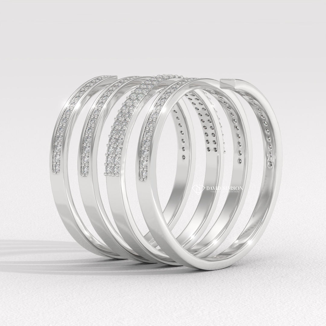Round Cut Moissanite Diamond Channel Set Spring Wedding Band