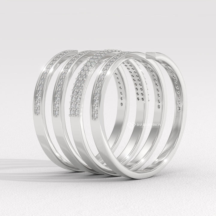 Round Cut Moissanite Diamond Channel Set Spring Wedding Band