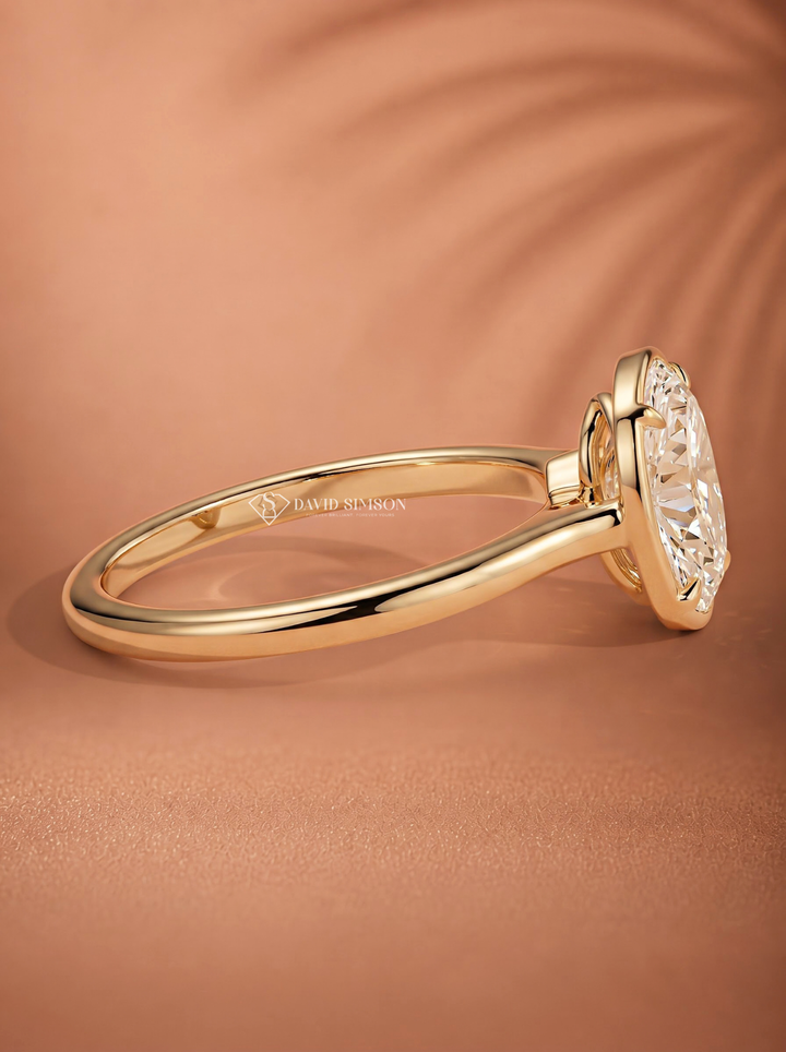 2.0CT to 3.0CT Oval Lab Grown Diamond Bezel Engagement Ring