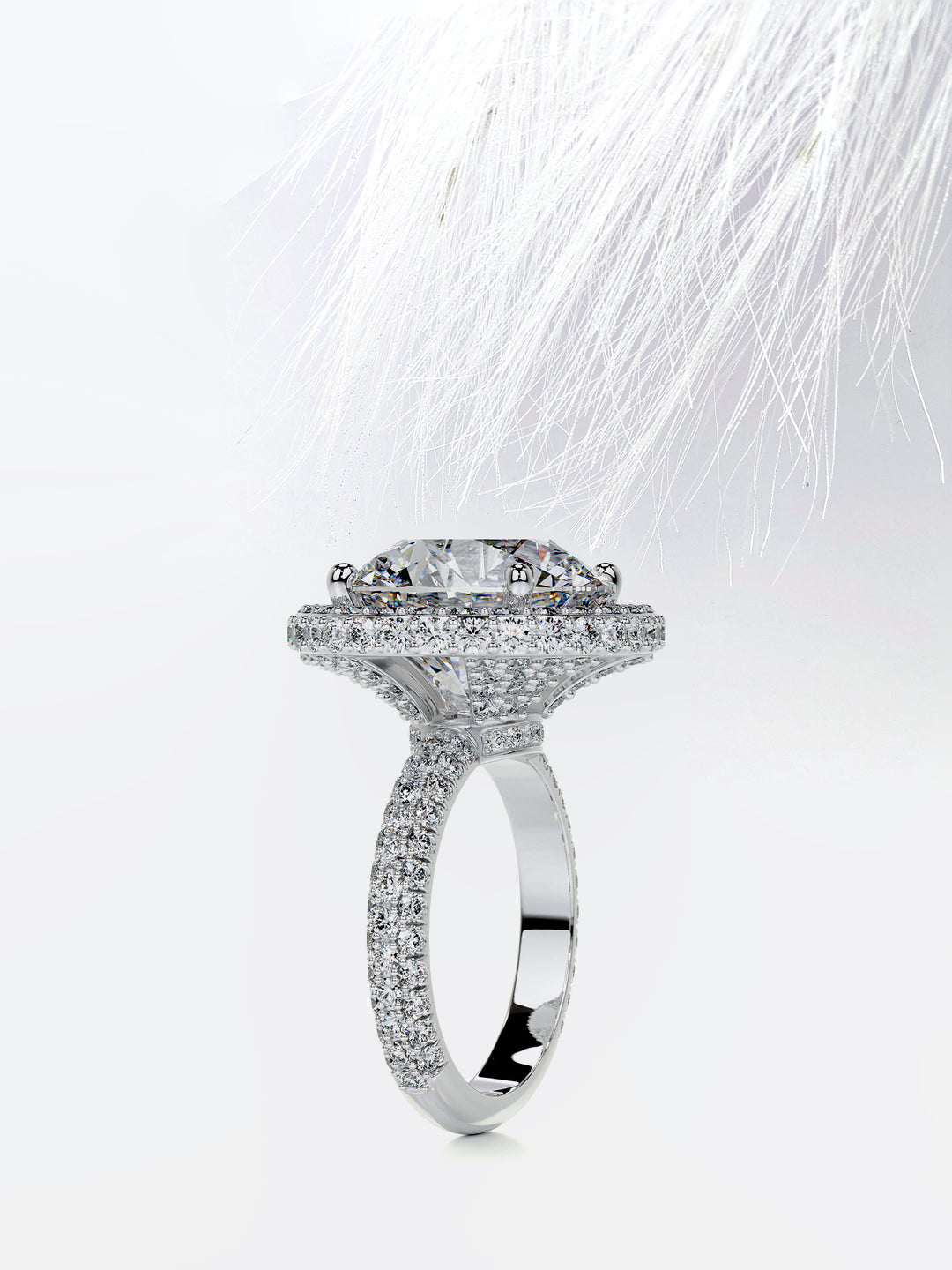 7.0CT Round Cut Moissanite Diamond Unique Halo Engagement Ring