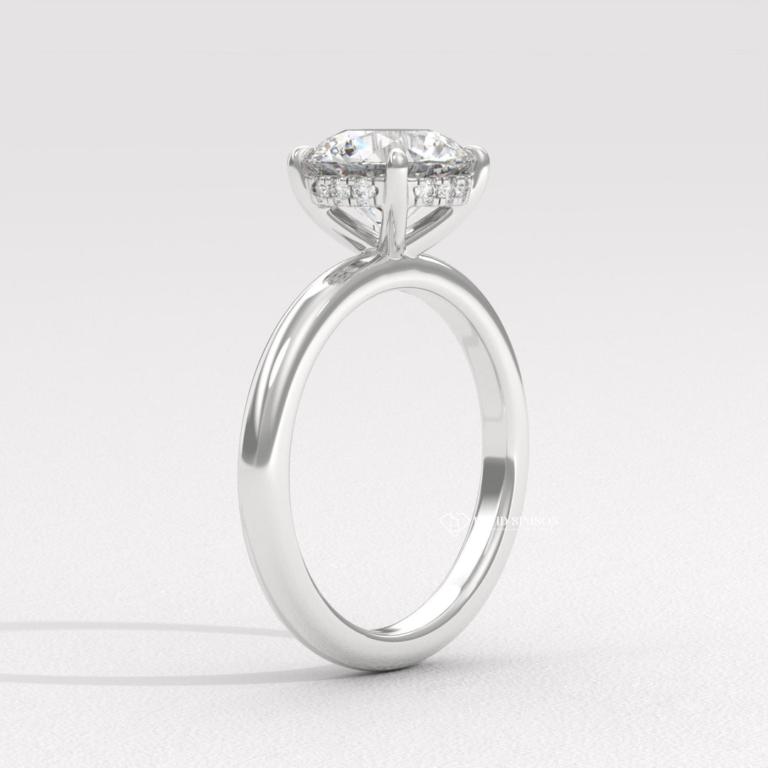 2.50CT-3.50CT Round Moissanite Solitaire Diomond Hidden Halo Engagement Ring