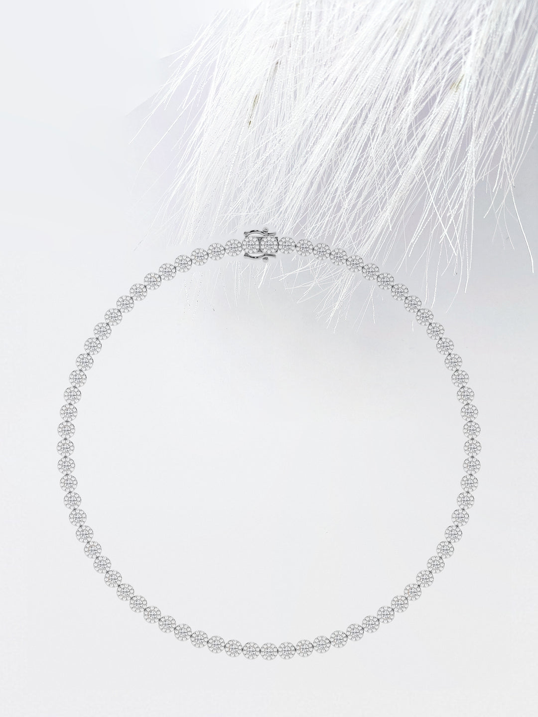 Round Cut Halo Diamond Lab Grown Tennis Necklace for Her