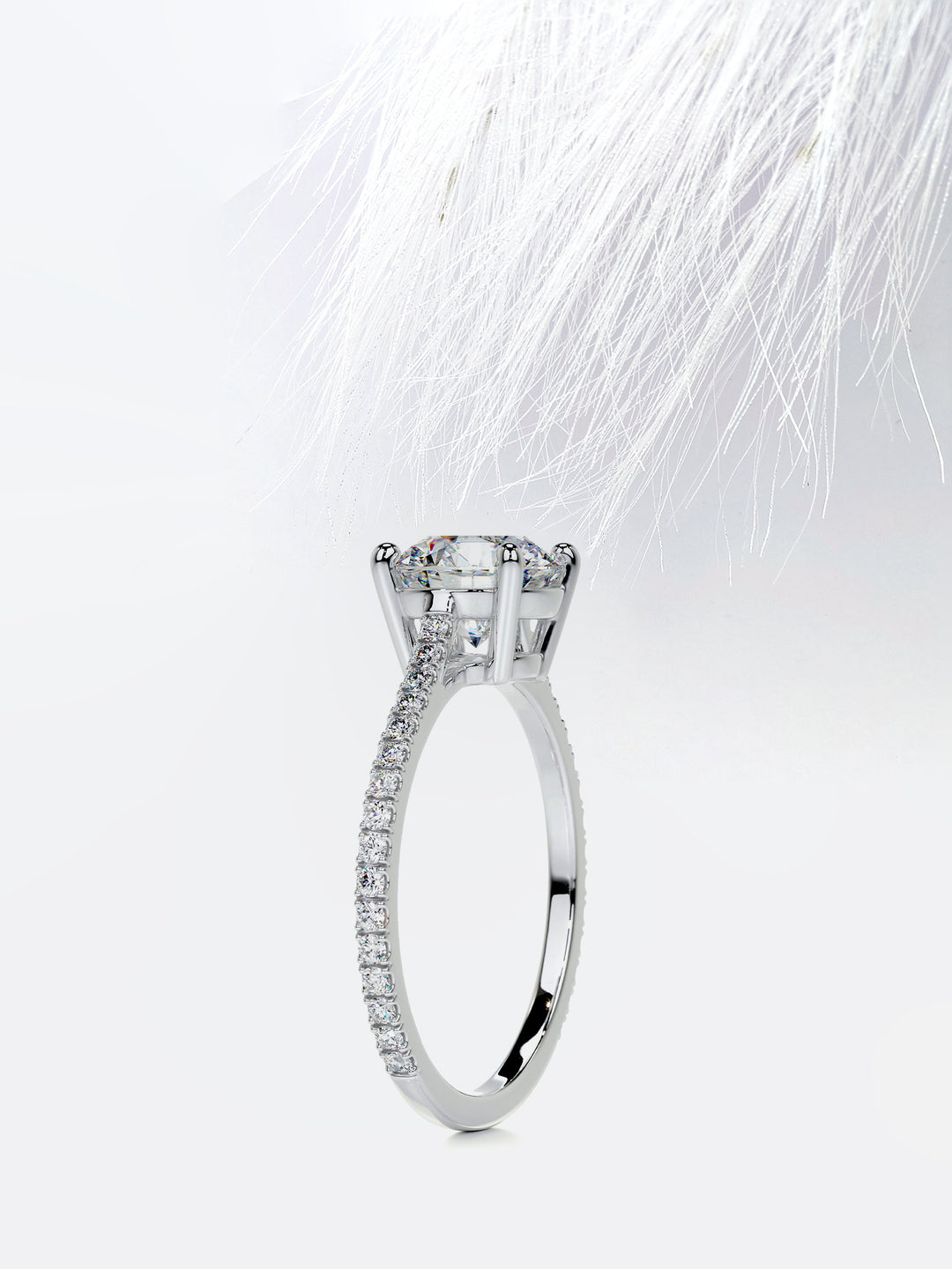 2.0CT Round Cut Moissanite Diamond Pave Set Engagement Ring