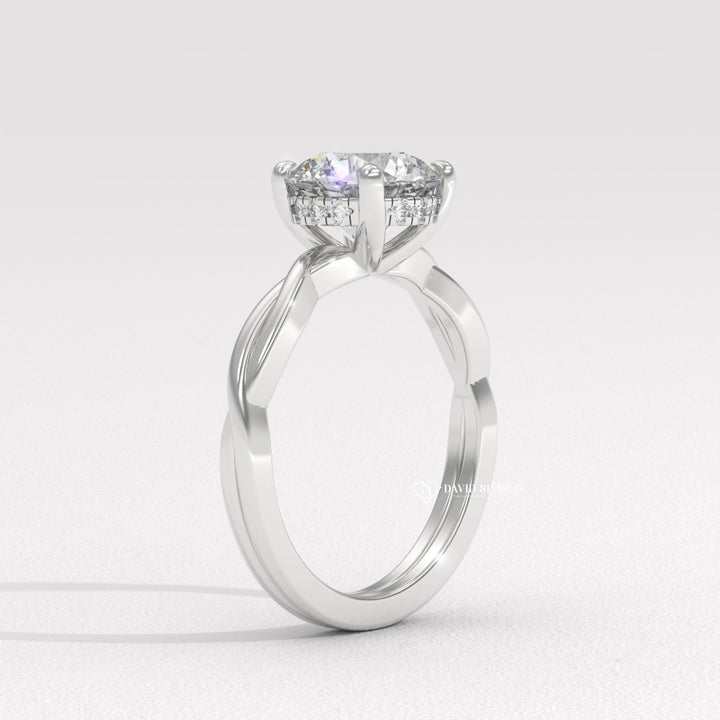 2.50CT-3.50CT Round Moissanite Diamond Twisted Engagement Ring