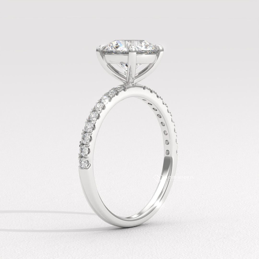 1.50CT-2.50CT Round Moissanite Pave Diamond Engagement Ring