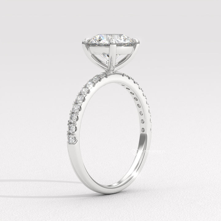 1.50CT-2.50CT Round Moissanite Pave Diamond Engagement Ring