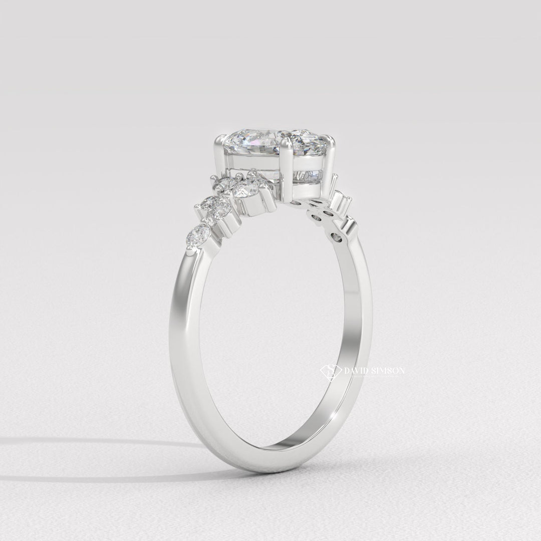 1.50CT-2.50CT Oval Moissanite Diamond Cluster Engagement Ring