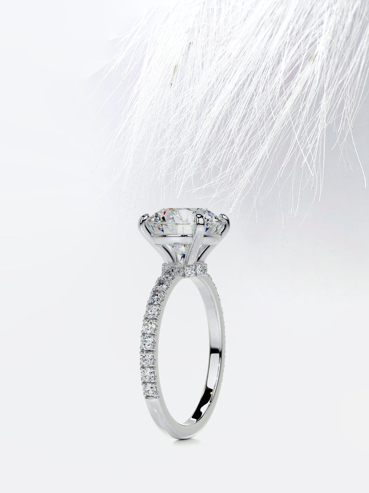3.15CT Round Cut Hidden Halo Moissanite Diamond Engagement Ring