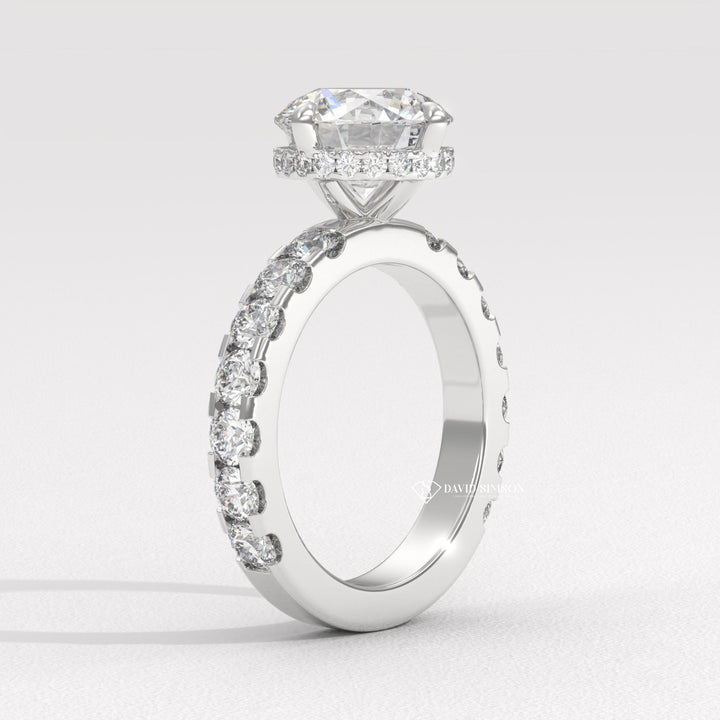 2.0CT-3.0CT Round Diamond Hidden Halo & Pave Engagement Ring