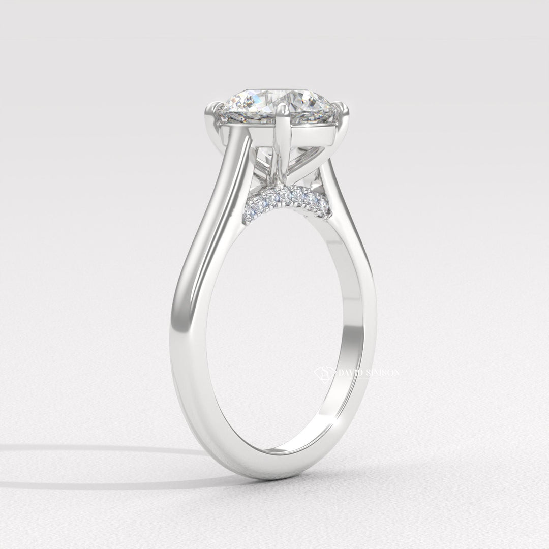 1.50CT-2.50CT Round Moissanite Bridge Set Diamond Solitaire Engagement Ring